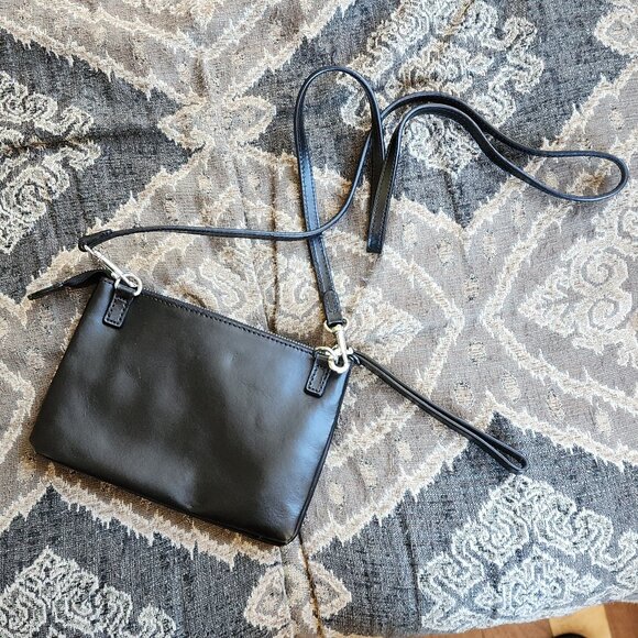 GAP Black Leather Crossbody Mini Shoulder Bag - Picture 9 of 15